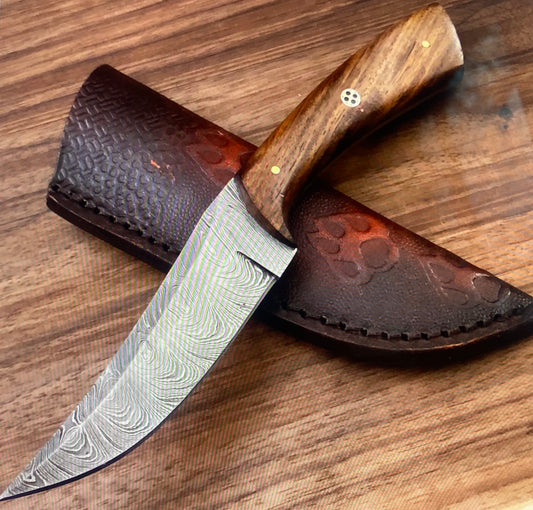Gorgeous Real Damascus Hunter Skinner with Sheath