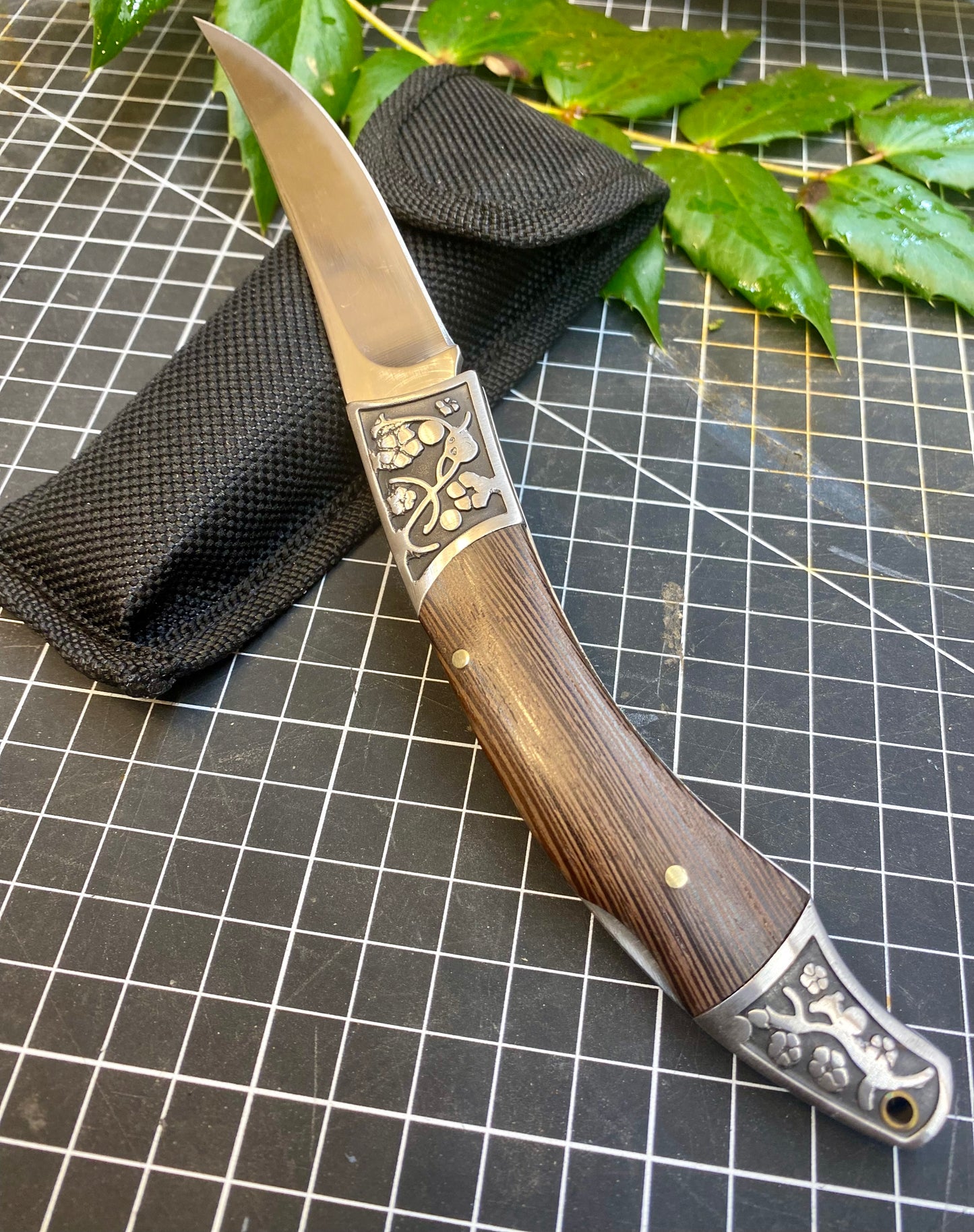 Engraved Trailing Point Pocket Knife