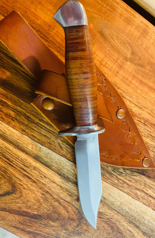 Multipurpose Knife leather wrapped handle - Crowes Knives